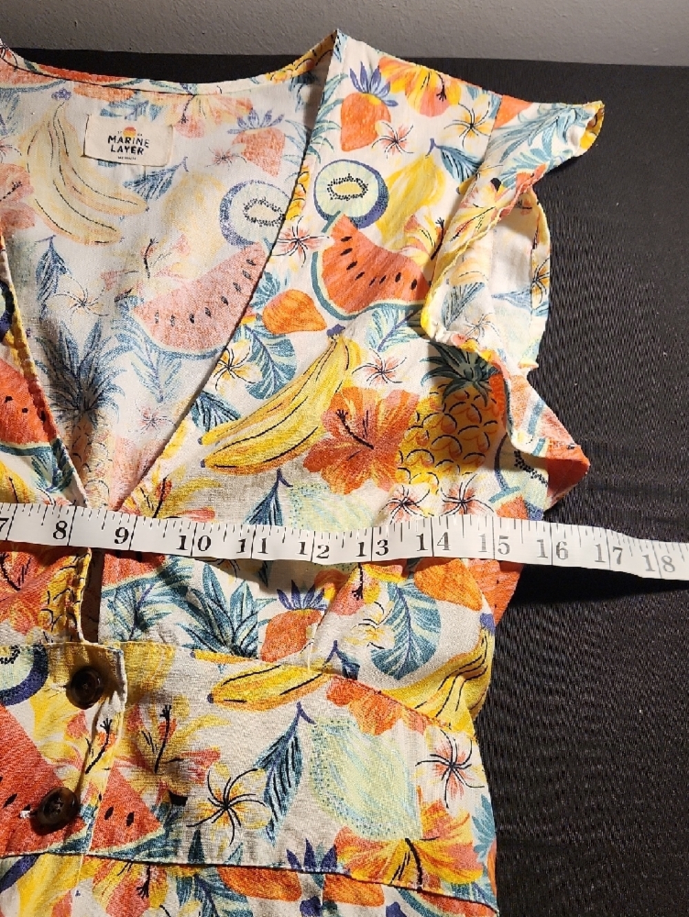 Marine Layer Camila Fruit Print Hemp Romper Size M Summer Resort Beach‎ Coastal - Picture 10 of 12